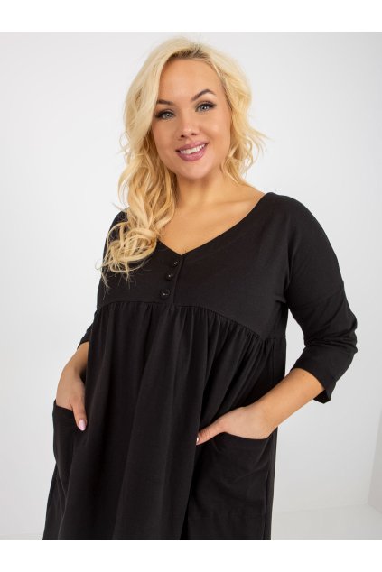 Dámske čierne šaty plus size kód produktu RV-SK-8529.37P
