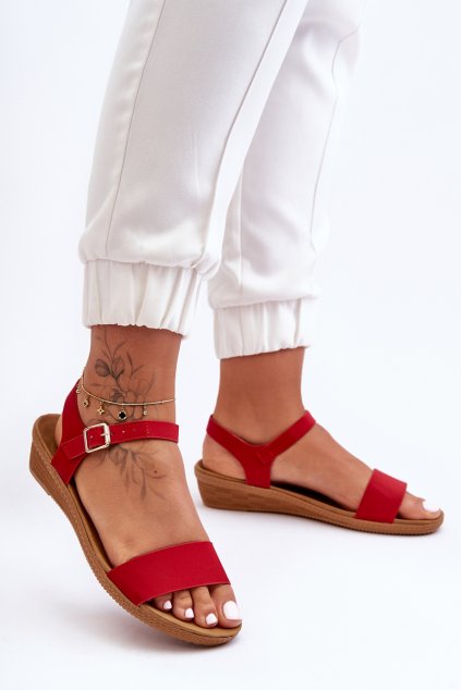 Dámske sandále  červené kód obuvi 956-6 RED