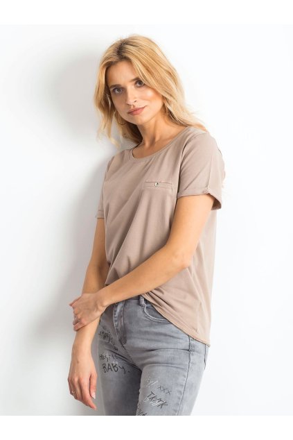 Dámske jednofarebné farba tmavo-béžová kód RV-TS-4838.09P