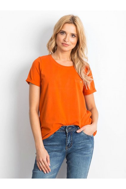 Dámske tričko jednofarebné tmavo-pomarančová RV-TS-4838.51P