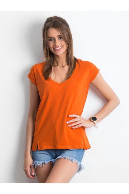 Dámske tričko jednofarebné tmavo-pomarančová RV-TS-4839.55P