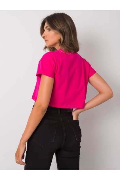 Fuksio-ružové dámske bavlnené tričko s elastanom, kód produktu RV-TS-6929.19