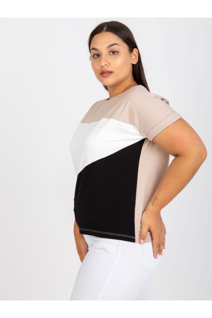 Dámske plus size béžová RV-TS-7875.77P (Farba Bielo-béžová, Veľkosť ONE SIZE)