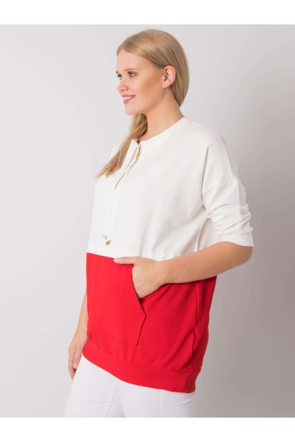 Dámske bielo-červene šaty - tunika pre plnoštíhle moletky kód produktu RV-TU-6851.28