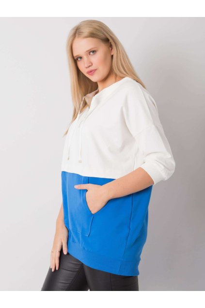 Dámske bielo-svetlomodre šaty - tunika pre plnoštíhle moletky kód produktu RV-TU-6851.28