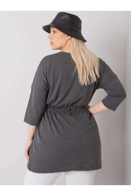 Dámske tmavo-sive šaty - tunika pre plnoštíhle moletky kód produktu RV-TU-7033.84P