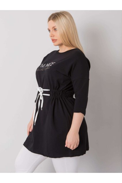 Dámske čierne šaty - tunika pre plnoštíhle moletky kód produktu RV-TU-7033.84P