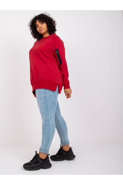 Dámske tmavo-červene šaty - tunika pre plnoštíhle moletky kód produktu RV-TU-7158.76P