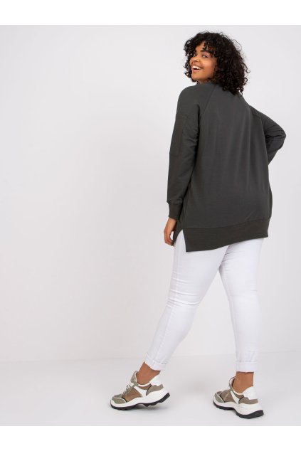 Dámske tmave-khaki šaty - tunika pre plnoštíhle moletky kód produktu RV-TU-7158.76P