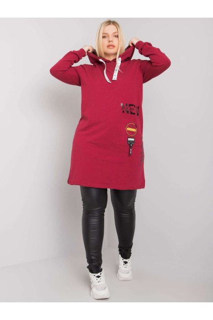 Dámske bordove šaty - tunika pre plnoštíhle moletky kód produktu RV-TU-7221.80P