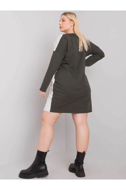 Dámske tmave-khaki šaty - tunika pre plnoštíhle moletky kód produktu RV-TU-7222.80P