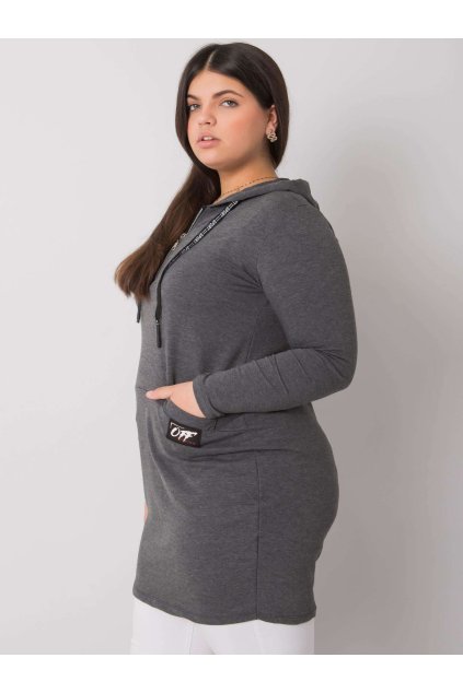 Dámske tmavo-sive šaty - tunika pre plnoštíhle moletky kód produktu RV-TU-7238.36