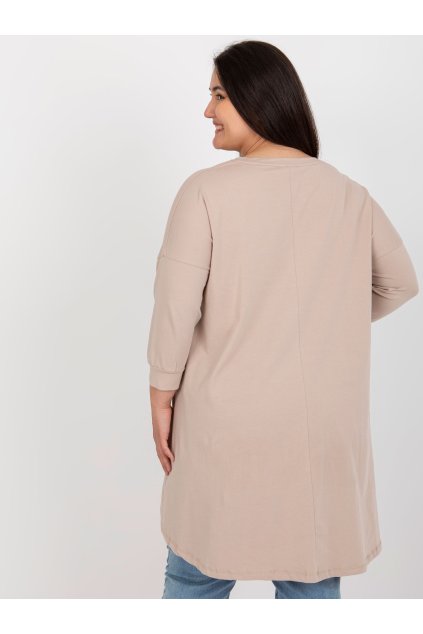 Dámske béžove šaty - tunika pre plnoštíhle moletky kód produktu RV-TU-7779.69