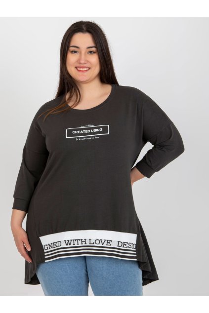 Dámske tmave-khaki šaty - tunika pre plnoštíhle moletky kód produktu RV-TU-7779.69