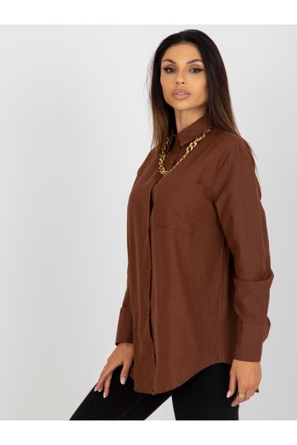 Dámske Košeľa farba Hnedá kód TO-KS-7183.81P