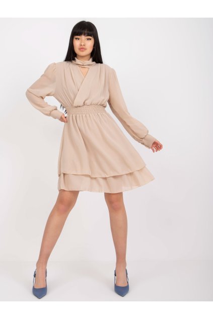 Dámske béžove šaty na svadbu kód produktu TW-SK-BI-1300.36