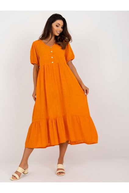 Dámske pomarančove šaty s volánom kód produktu 15- TemU - 1-TW-SK-BI-25504.19P