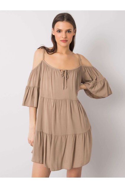 Dámske tmavo-béžove šaty na bežný deň kód produktu TW-SK-BI-80840.20