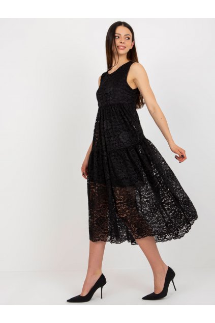 Dámske čierne šaty s volánom kód produktu 15- TemU - 1-TW-SK-BI-8246.37X