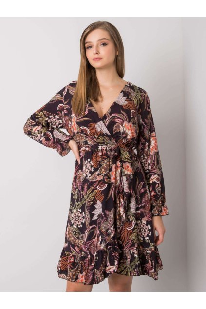 Dámske čierno-béžove šaty s podtlačeným vzorom kód produktu TW-SK-BI-H2515.38X