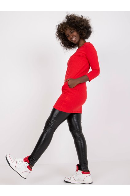 Dámske červene šaty - tunika basic kód produktu TW-TU-1021.22X (Farba Červená, Veľkosť S)