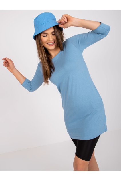 Dámske svetlo-modre šaty - tunika na bežný deň kód produktu TW-TU-1021.22X (Farba Svetlo-modrá, Veľkosť S)