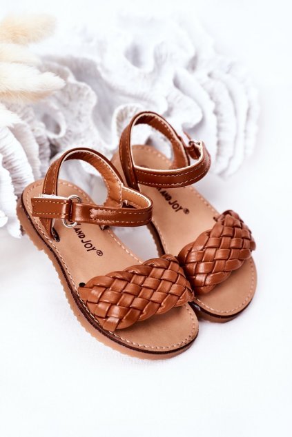Detské sandále  hnedé kód obuvi 283-C CAMEL / KHAKI