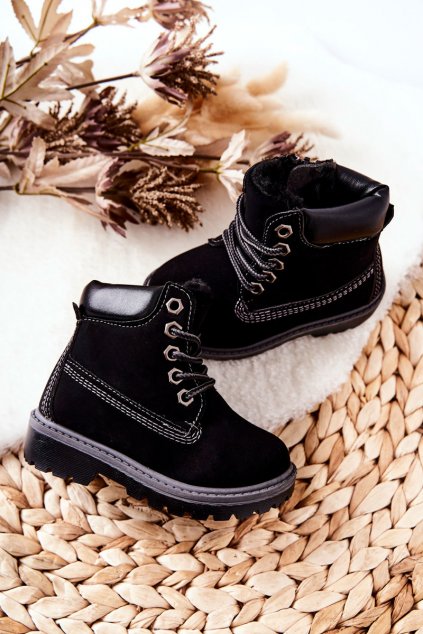 Detské členkové topánky  čierne kód obuvi H-50A/C BLK