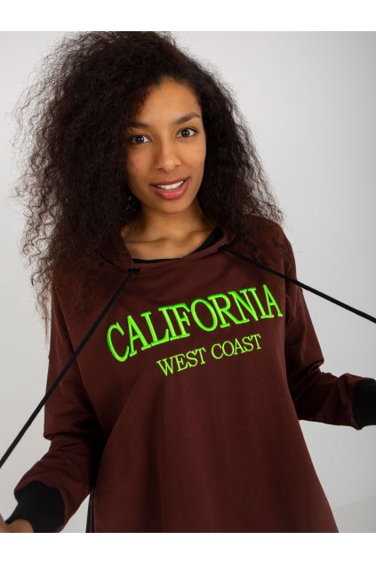 Dámska tmavo-hnedá športová mikina dlha VI-BL-327.70P (Farba Tmavo-hnedá, Veľkosť ONE SIZE)