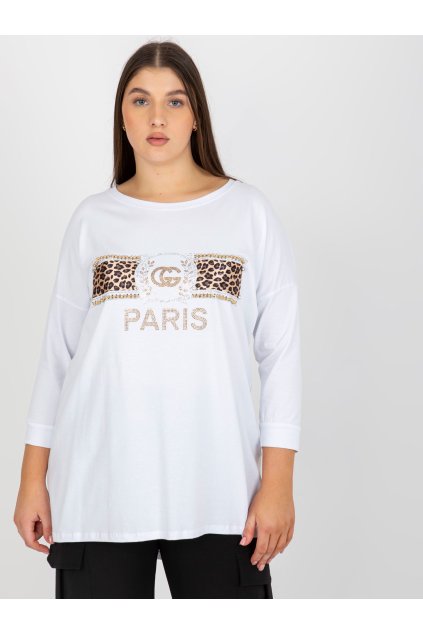 Dámska blúzka plus size biela VI-BZ-2901.49P (Farba Čierna, Veľkosť ONE SIZE)