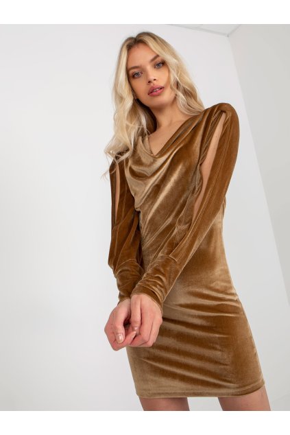 Dámske hnede camel koktajlowa / elegancka kód produktu 15- TemU - 1-VI-SK-159.61P