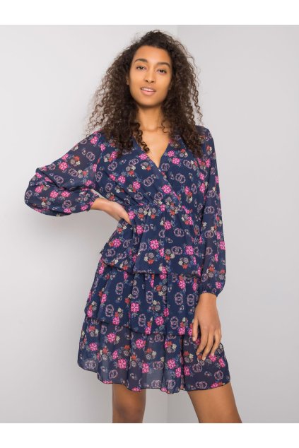 Dámske granatovo-modre šaty s podtlačeným vzorom kód produktu WN-SK-21049.38X