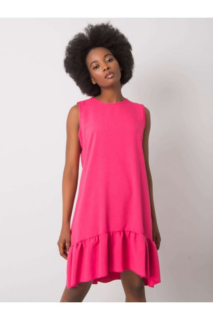 Dámske tmavo-ružove šaty s volánom kód produktu 15- TemU - 1-WN-SK-701.81