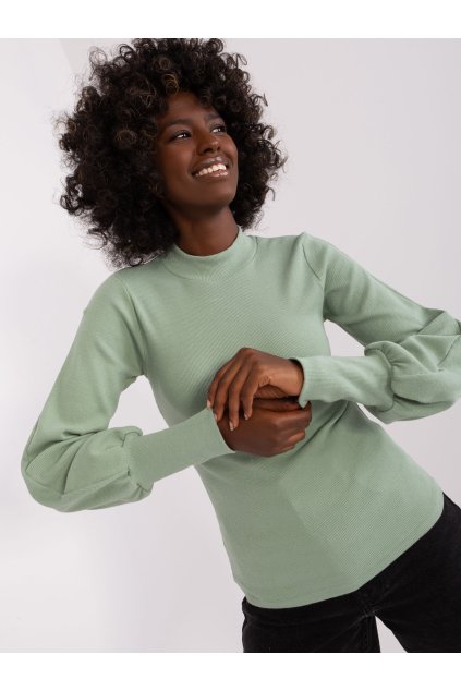 Dámska blúzka s dlhým rukávom pistáciová RV-BZ-5223.15