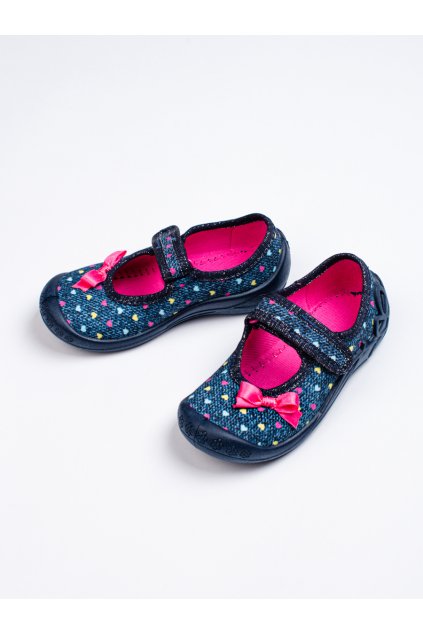 Modré detské papuče bez opätku podpätku Shelvt kod CCC -1- 2F2/12-PSZCZOLKA-SERCA