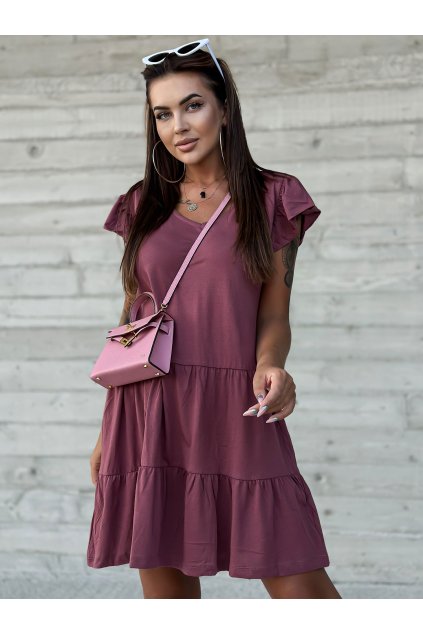 Dámske fialove šaty s volánom kód produktu 15- TemU - 1-TW-SK-2113.17P
