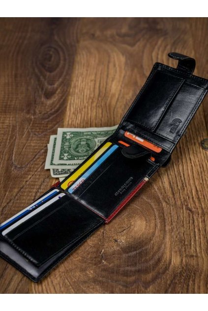 Pánska čierna peňaženka 323L-RBA-D BLACK-RED
