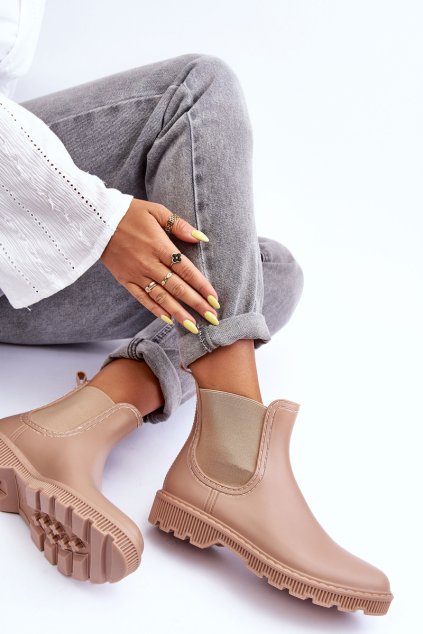 Dámske matné gumáky bežové helinca / HM48 BEIGE (Veľkosť 36)