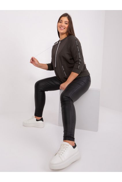 Dámska tmavá-khaki športová mikina plus size RV-BL-8205.63