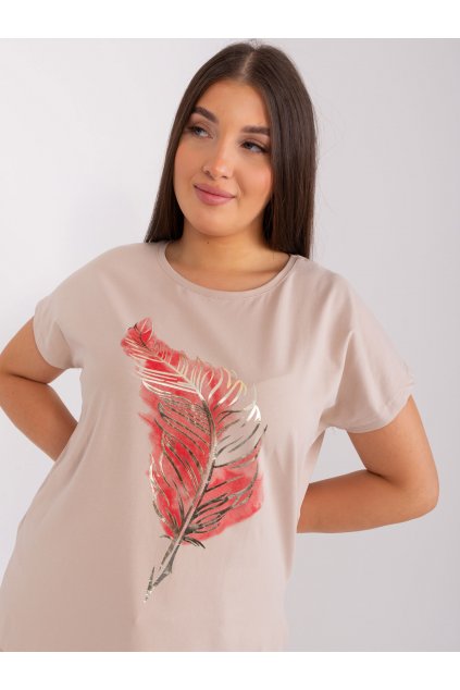 Dámska blúzka plus size béžová RV-BZ-8924.01P