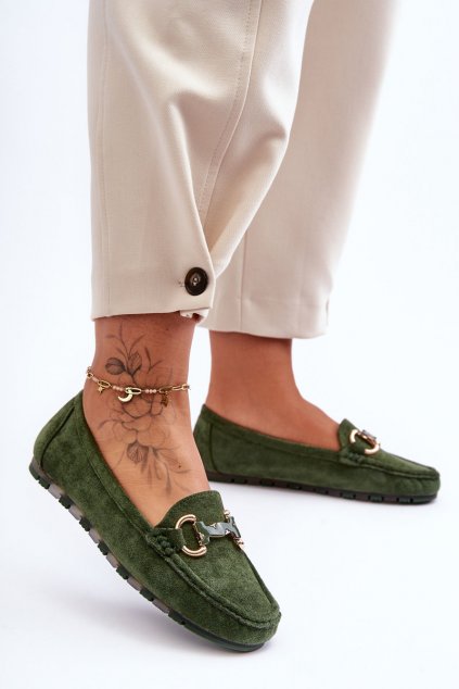 Dámske mokasíny  zelené kód obuvi 9027 GREEN