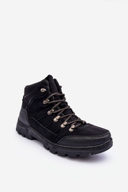 Pánske topánky na zimu  čierne kód obuvi HB31 BLACK