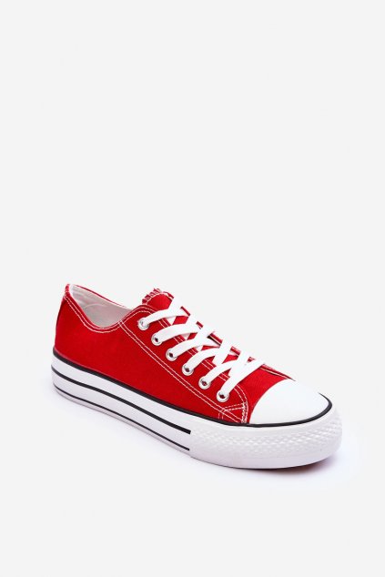 Dámske červené tenisky na platforme z textilu kód obuvi TE- CCC -01-A307 RED : Naše topky dnes