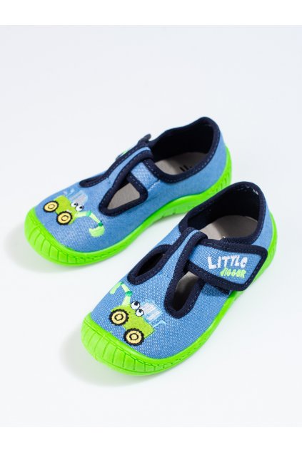 Modré detské papuče bez opätku podpätku Shelvt kod CCC -1- 2K8/19-TYGRYSEK-TUPTUS