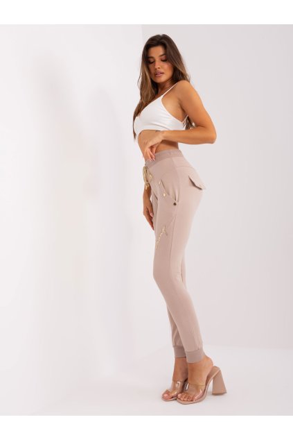 Moderné dámske bavlnené tepláky s elastanom, kód RV-DR-8544.14P