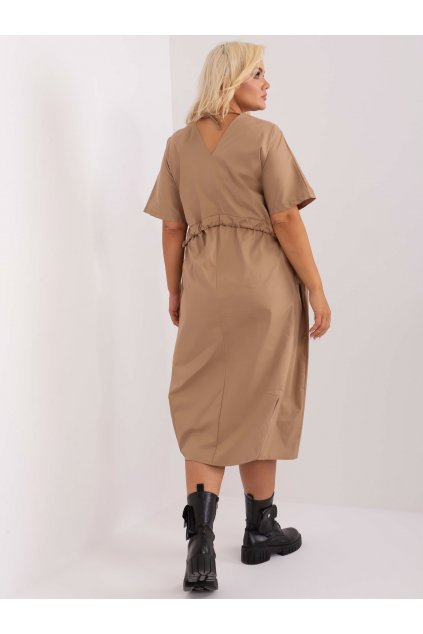 Dámske tmavo-béžove šaty plus size kód produktu 15- TemU - 1-CHA-SK-9014.05P