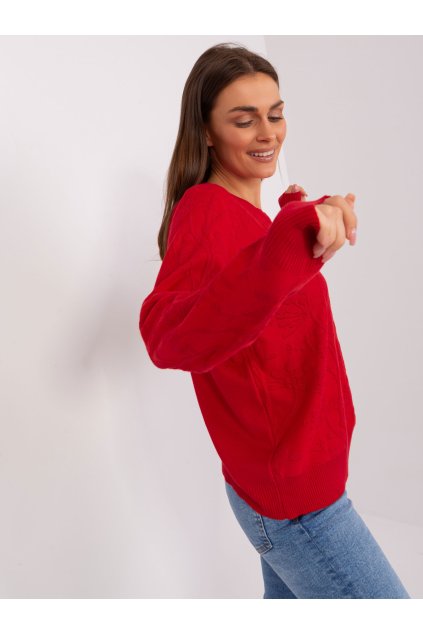 Dámsky sveter farba Červená kód AT-SW-2231.99P (Farba Červená, Veľkosť ONE SIZE)