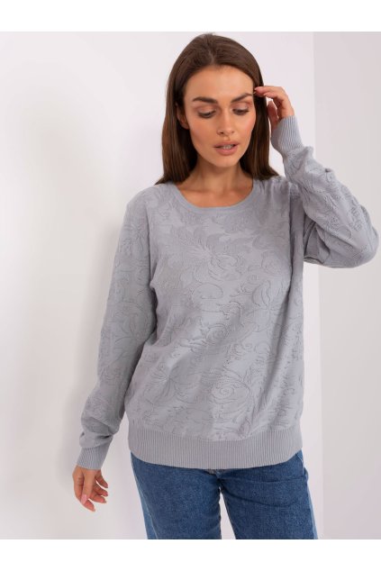 Dámsky sveter farba Sivá kód AT-SW-2231A.00P (Farba Sivá, Veľkosť ONE SIZE)
