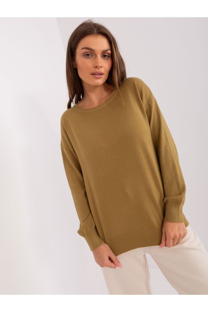 Dámsky sveter farba Olivová kód AT-SW-2325.95P (Farba Olivová, Veľkosť ONE SIZE)