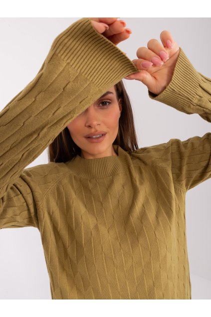 Dámsky sveter farba Olivová kód AT-SW-2326.37X (Farba Olivová, Veľkosť ONE SIZE)